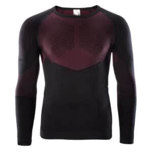Męska Bluzka termoaktywna HINO TOP HI-TEC - BLACK/DARK RED - outdoorowe.pl