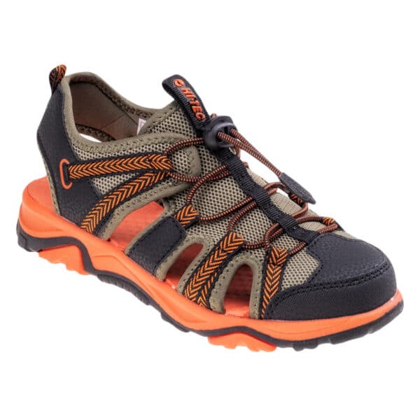 Dziecięce Sandały SANEV JR HI-TEC - BLACK/KHAKI/ORANGE - outdoorowe.pl