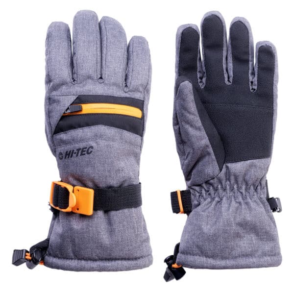 Dziecięce RĘKAWICE BANAT JR HI-TEC - GREY MELANGE/FLAME ORANGE - outdoorowe.pl
